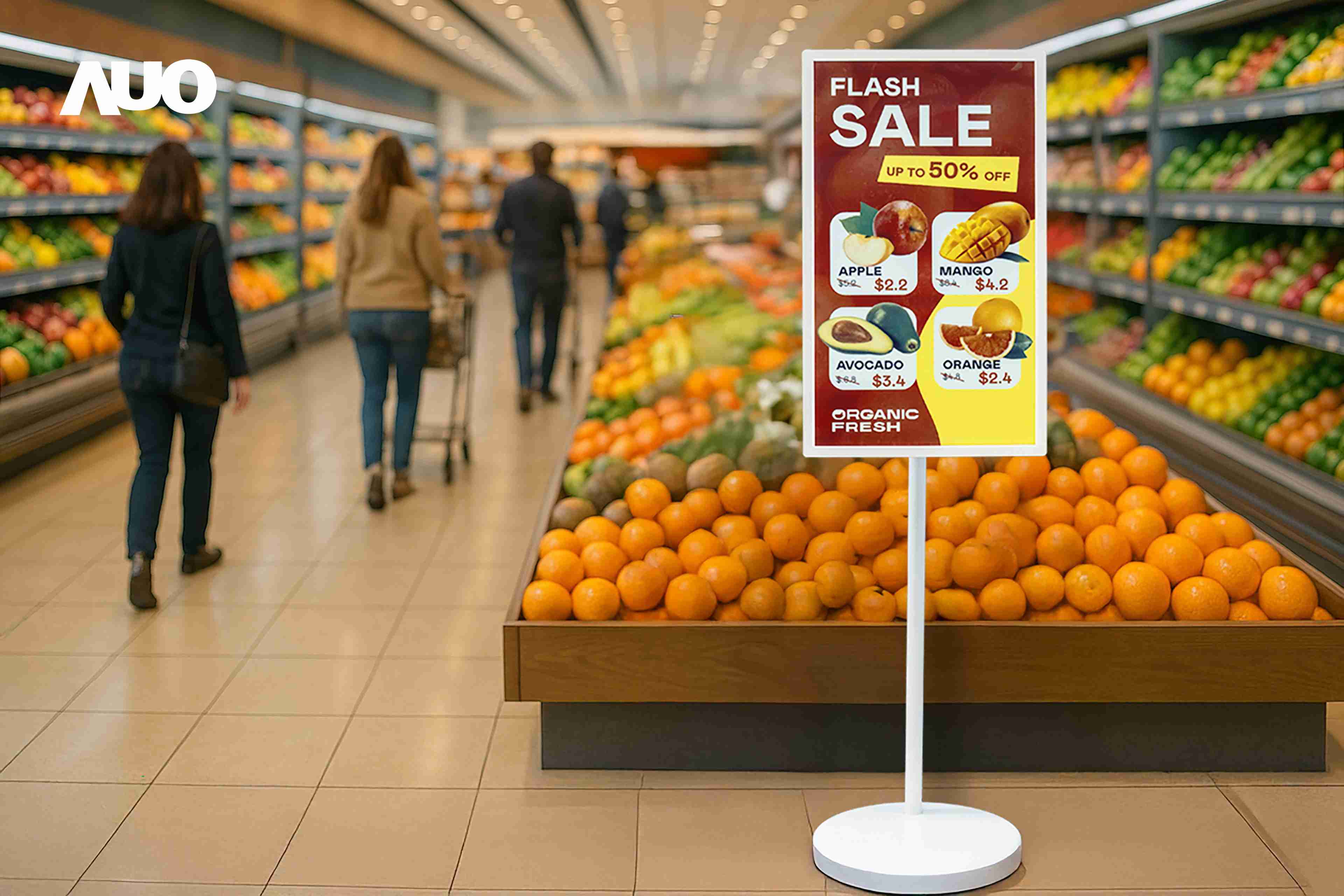 达擎首亮相低功耗、、、、全彩的〝aecoPost电子纸解决方案〞，，，，仅在更新画面时需要微量的电力驱动，，无需布建电线的便捷设计，，使其可灵活应用、、、、随意置放，，，并可透过云端或行动装置app，，，轻松管理及排程广告内容，，，晋升店头营销利器。。。